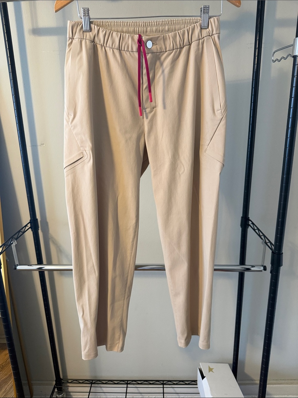 lululemon athletica Beige Track Joggers with Pink Drawcord